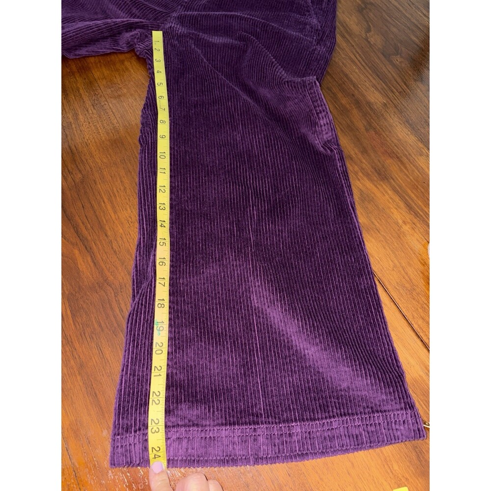 Pact Corduroy Cropped Wide Leg Pants Womens Purple L Stretch Organic Cotton Y2K - Picture 9 of 9